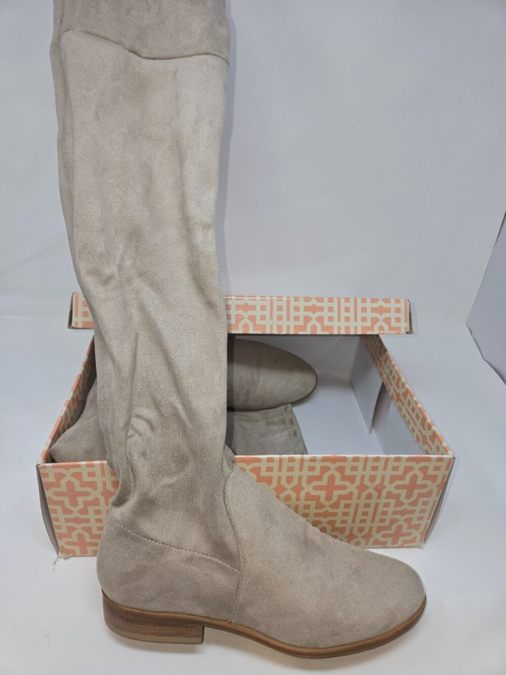 Gianni Bini Over-The-Knee Beige Suede Boots With Box Size 8 - Picture 4 of 5